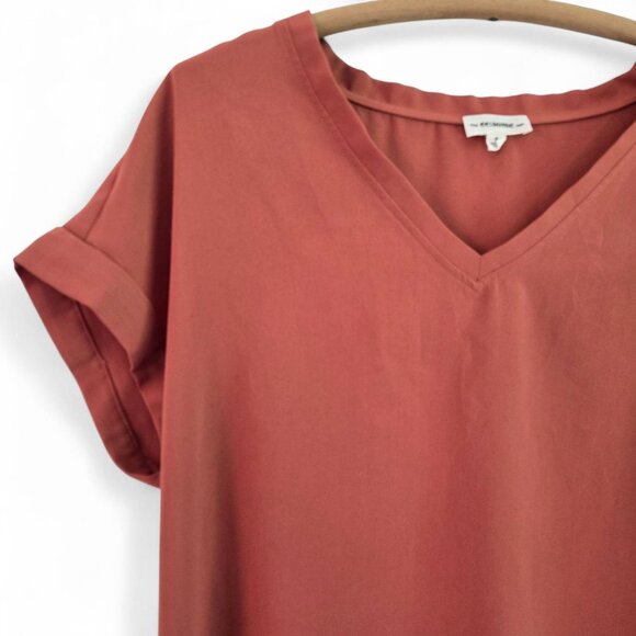 Ee:some Womens V-Neck Top Terracotta V-Neck Cuffed Cap Sleeves Small - Picture 3 of 13
